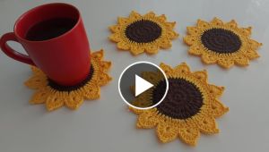 Crochet Knitting Sunflower Coaster Making