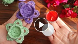 How to make a bright candle holder with crochet